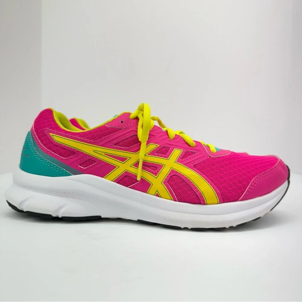 Asics Jolt 3 GS size 7 Girls Pink Yellow Lace Up Athletic Running Shoes